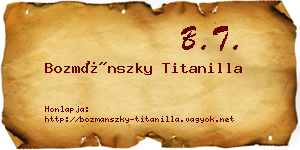 Bozmánszky Titanilla névjegykártya